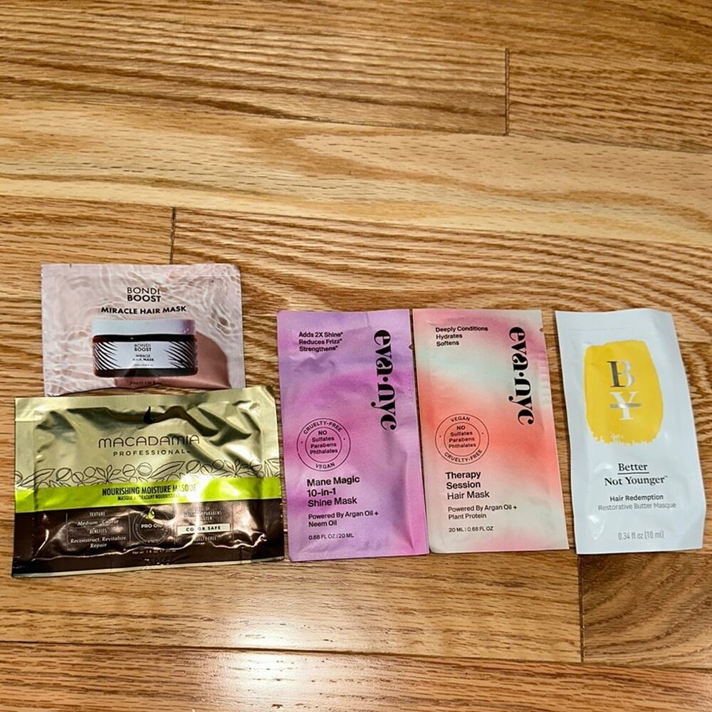 5 piece hair mask and treatment sample pack travel size NEW